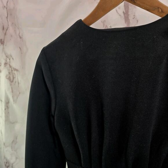 & Other Stories Dress Womens 6 Small Black Mini Skater Button V Plested Quarter - Picture 7 of 14